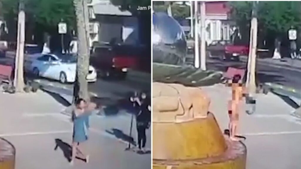 Heykelin önünde soyunan kadın tutuklandı