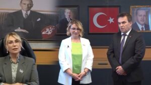 Bu ne hız Yasemin başkan! AKP’ye geçer geçmez Erdoğan portresi astı