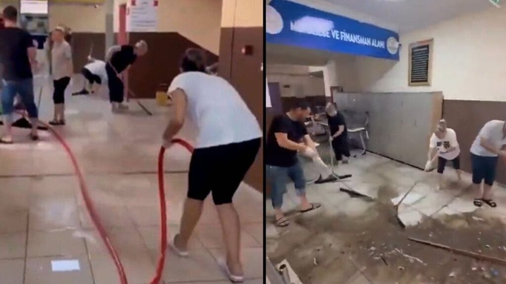 Okulun tüm temizliğini öğretmenlere yaptırdılar