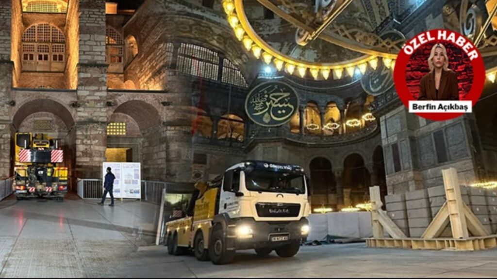 1500 yıllık tarihe ihanet! Ayasofya’ya vinçle girdiler!