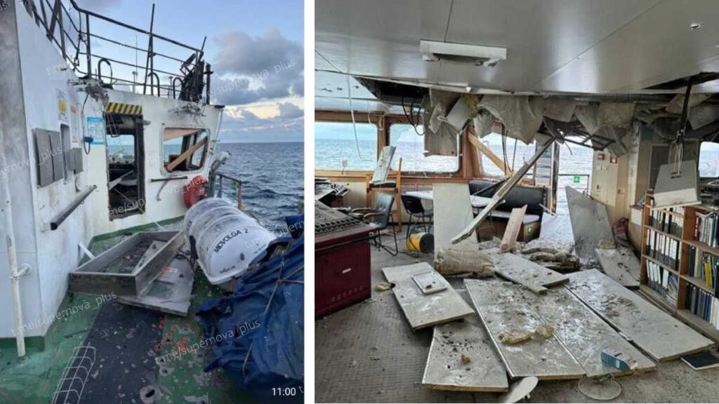 Türk sularında vurulan gemide hasar büyük